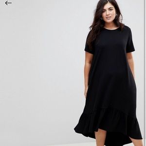 ASOS curve midi t-shirt dress with drop hem and zipper in back